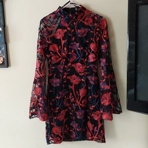 Cocktail dress with mesh detailing